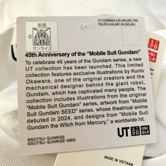 Uniqlo Mobile Suit GUNDAM 45th Anniversary UT Graphic T-Shirt in White Unisex - Picture 10 of 14